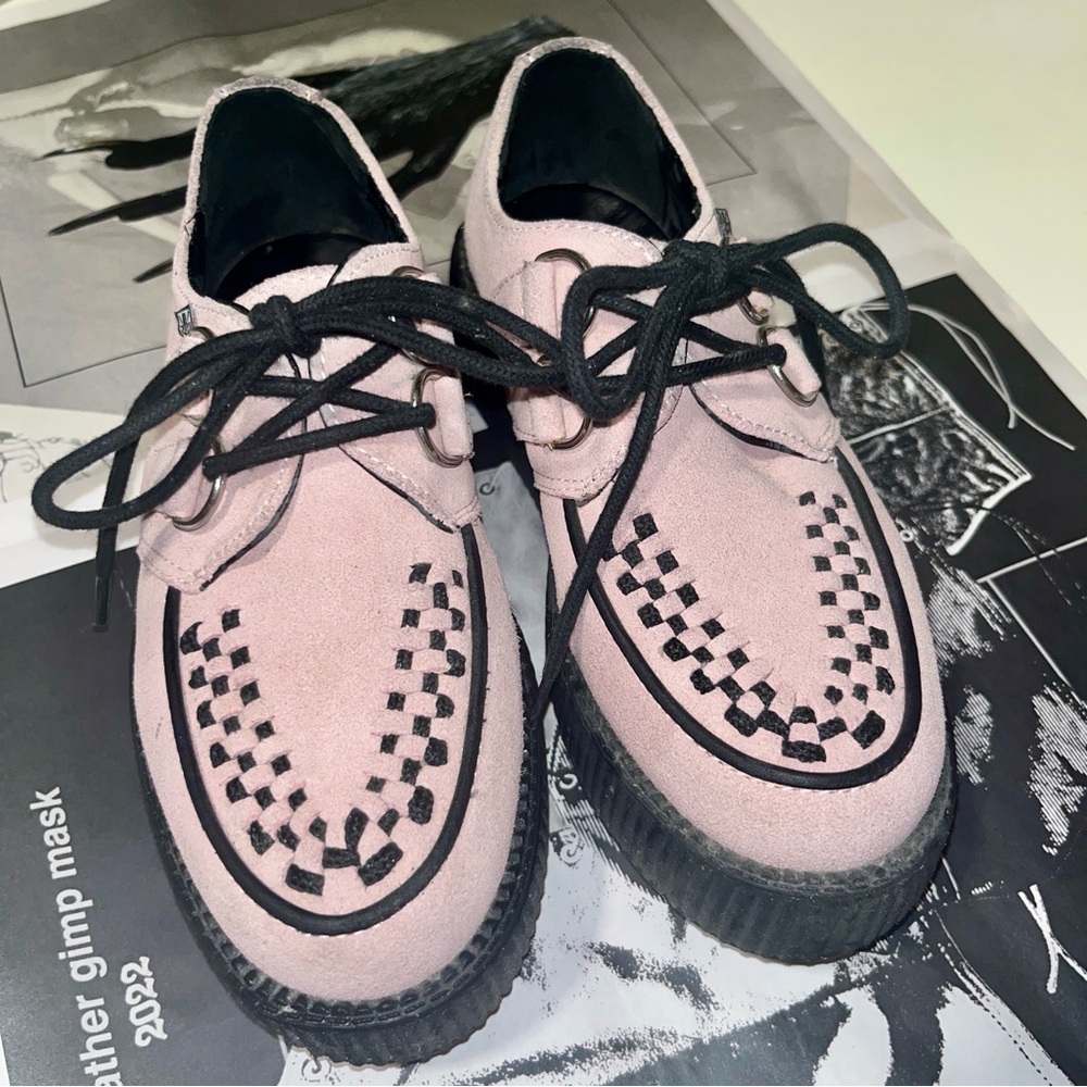 T.U.K Punk Baby Pink Suede Creepers